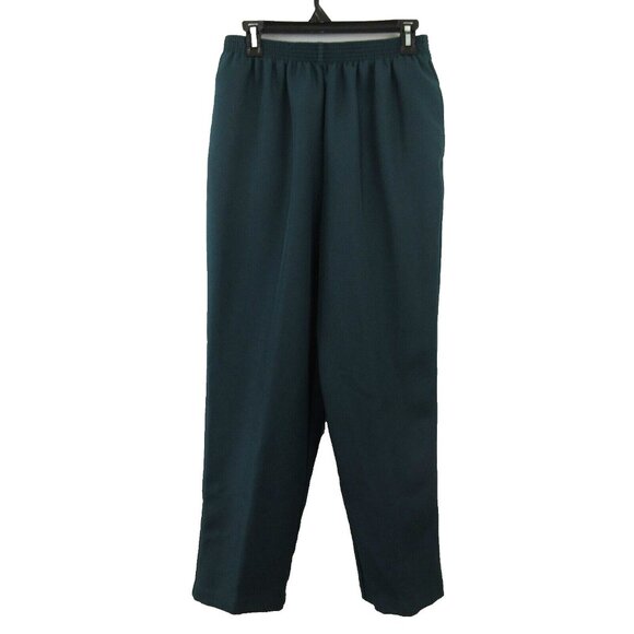 BonWorth Slacks Womens Medium Petite Pull-On Waist Pockets Green Cotton Blend - Picture 1 of 6